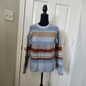 American Eagle Outfitters Striped Sweater - Blue, Brown, Gray